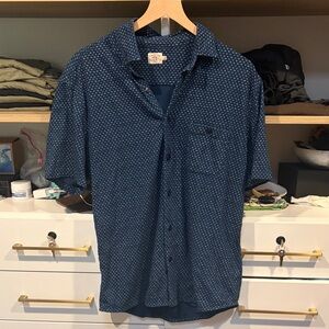 Faherty Navy Patterned Casual Shirt